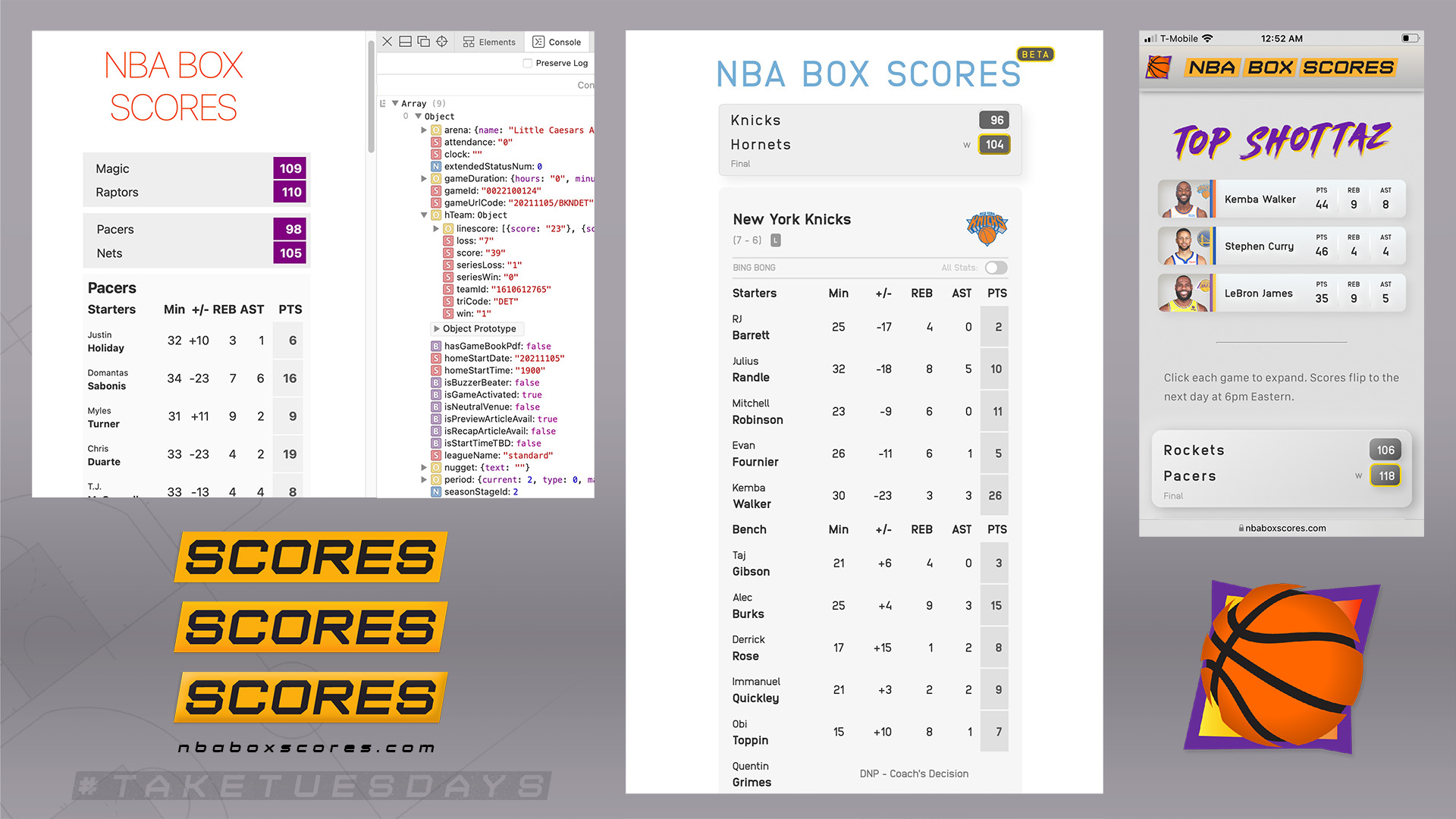 design process of NBA Box Scores