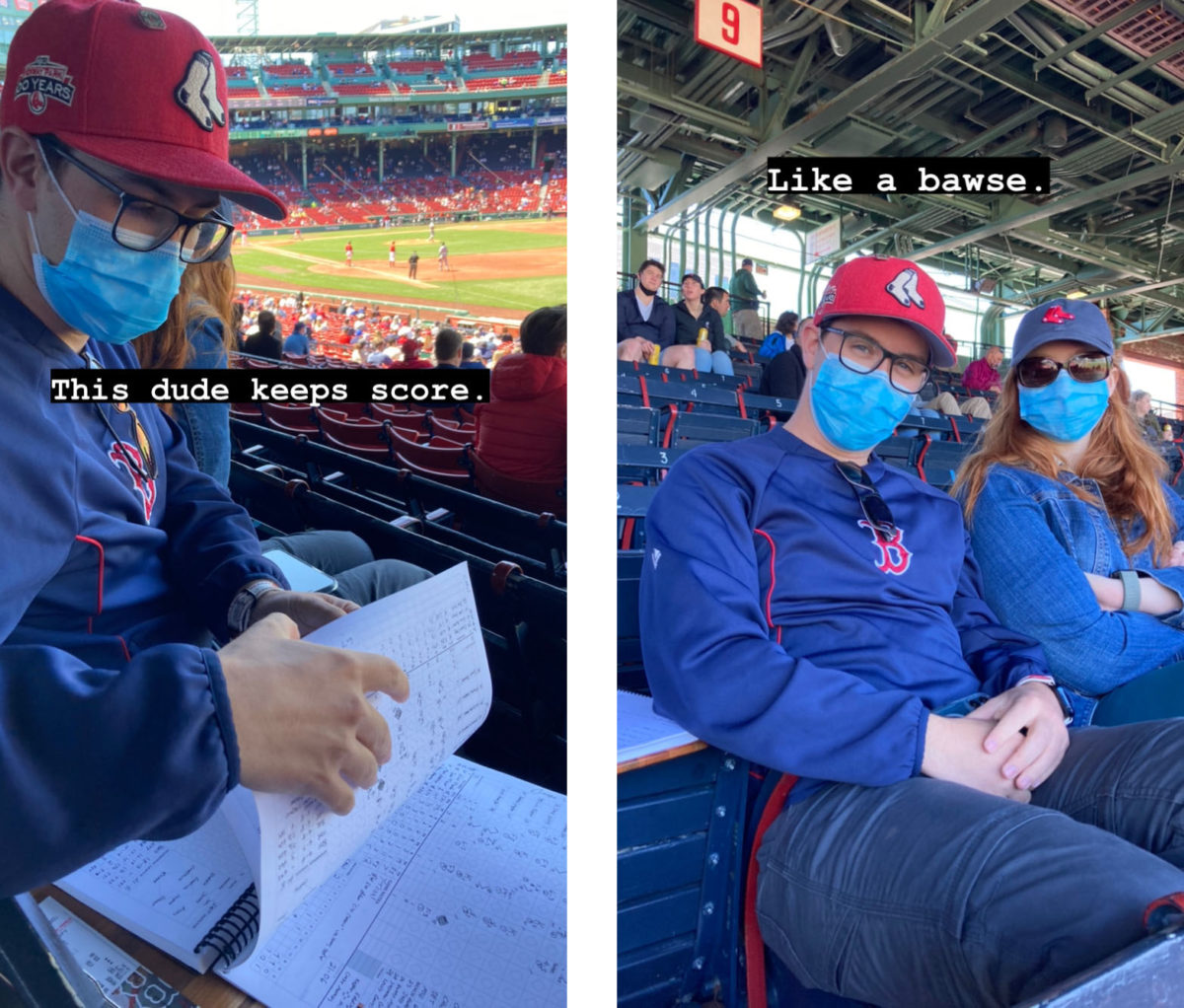 Red Sox fan with scorebook like a bawse